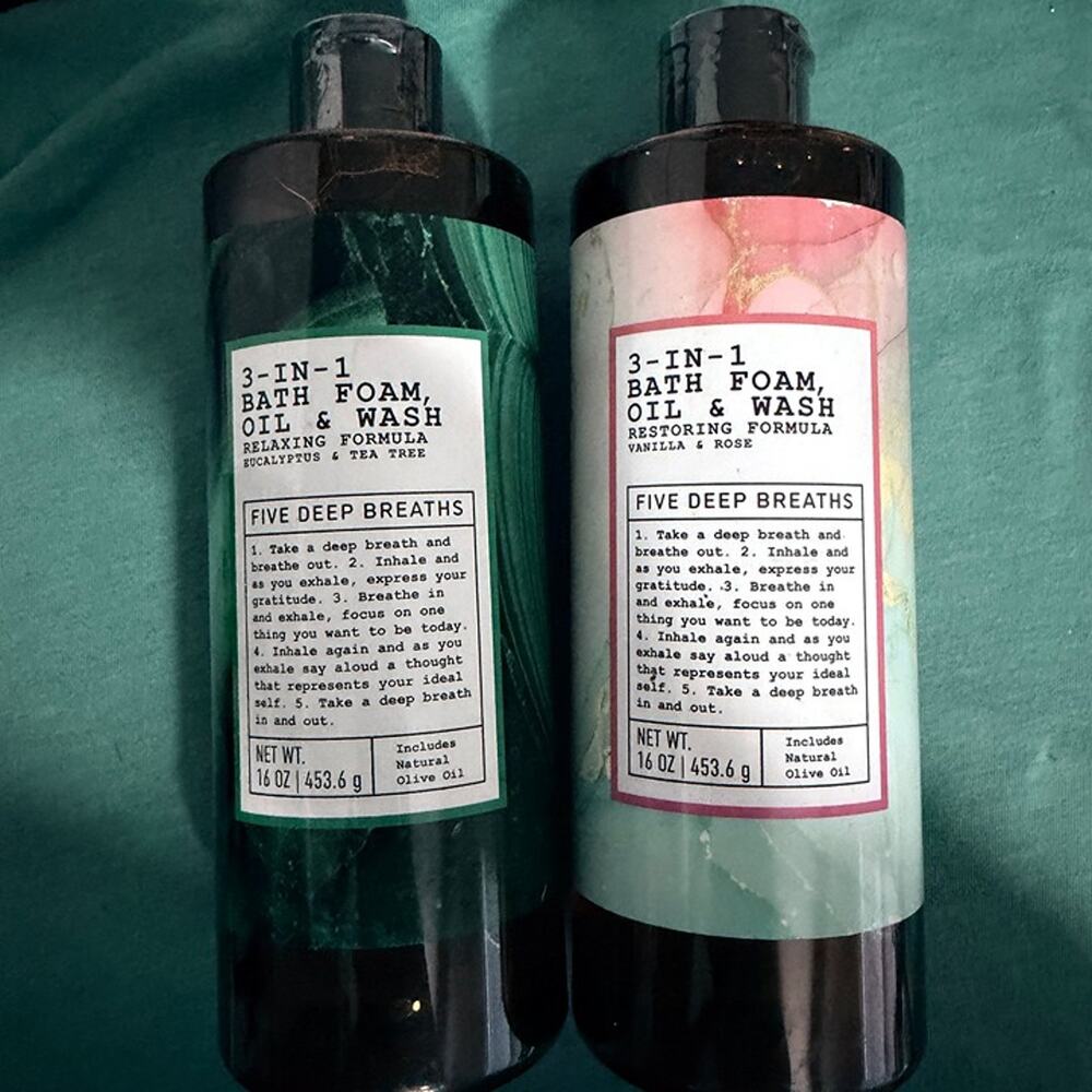 Five Deep Breaths 3-in-1 Bath Foam Oil & Wash Lot of 2 New Sealed 16oz